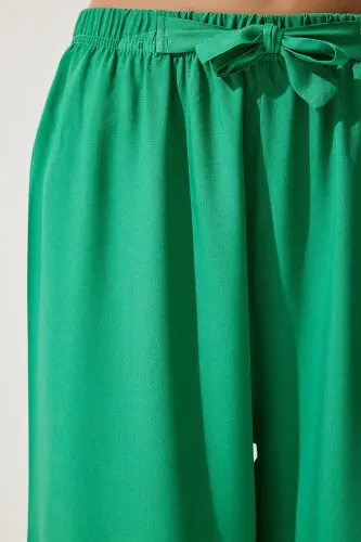 Kadın Açık Yeşil Yazlık Viskon Palazzo Pantolon EN00610-Açık Yeşil - 4