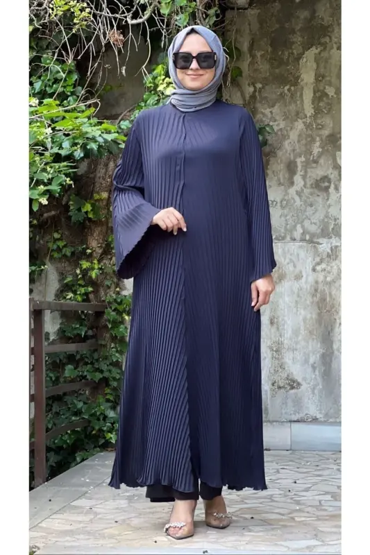 Kadın Akor Abaya-LACİVERT - 1