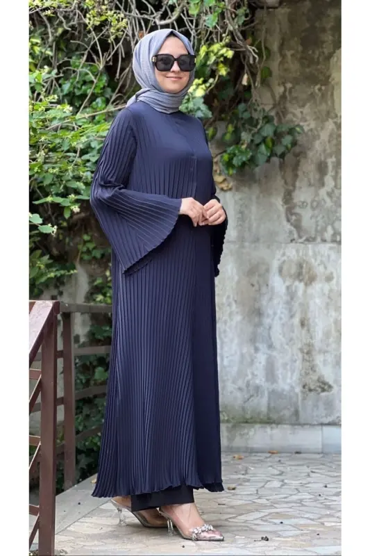 Kadın Akor Abaya-LACİVERT - 2