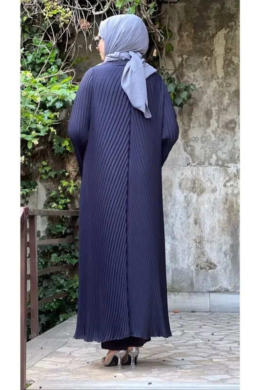 Kadın Akor Abaya-LACİVERT - 3