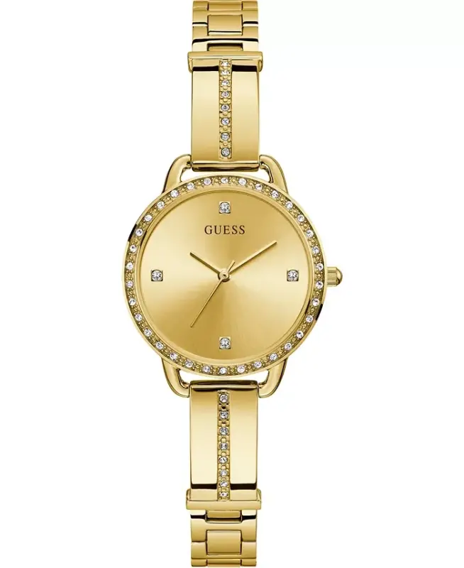 Women's Gold-Tone Stainless Steel Semi-Bangle Bracelet Watch 30mm-Gold - GUESS