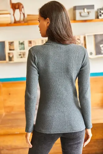 Kadın Antrasit Balıkçı Yaka Şardonlu Kaşkorse Kazak KZK-19000395-Antrasit - OLALOOK (1)