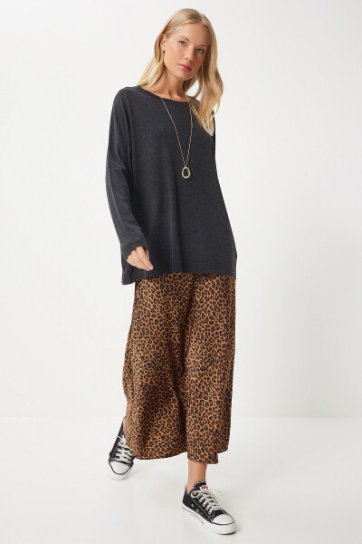 Kadın Antrasit Bisiklet Yaka Yarasa Kol Örme Bluz EN00616-Antrasit - 4