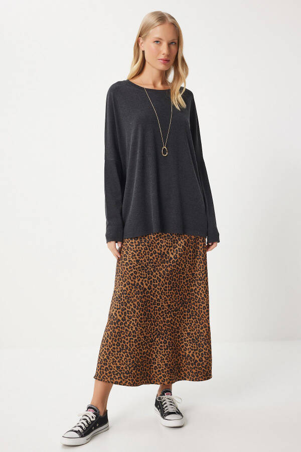 Kadın Antrasit Bisiklet Yaka Yarasa Kol Örme Bluz EN00616-Antrasit - 5