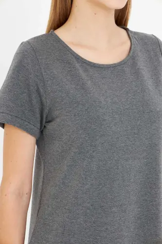 Kadın Antrasit Kısa Kollu Altı Fırfırlı Elbise ARM-20Y001032-Antrasit - 3