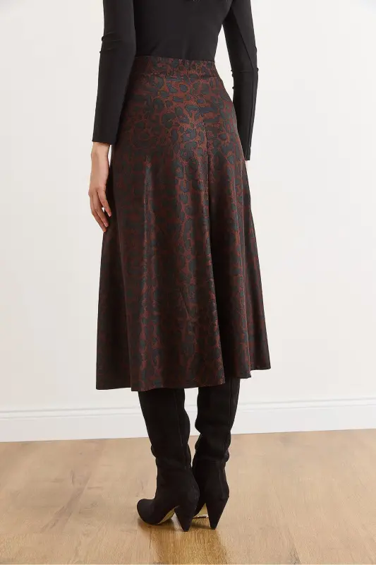 Kadın Antrasit Leopar Beli Lastikli Süet Dokulu Çan Etek ETK-19000141-Antrasit Leopar - 6