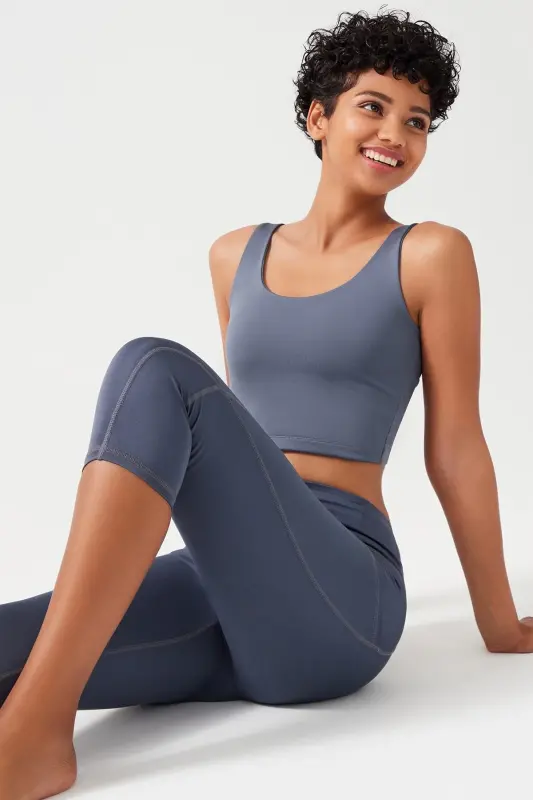 Kadın Antrasit Yüksek Bel Toparlayıcı Çift Cepli Diz Altı Kapri Tayt Capri-Antrasit - 4