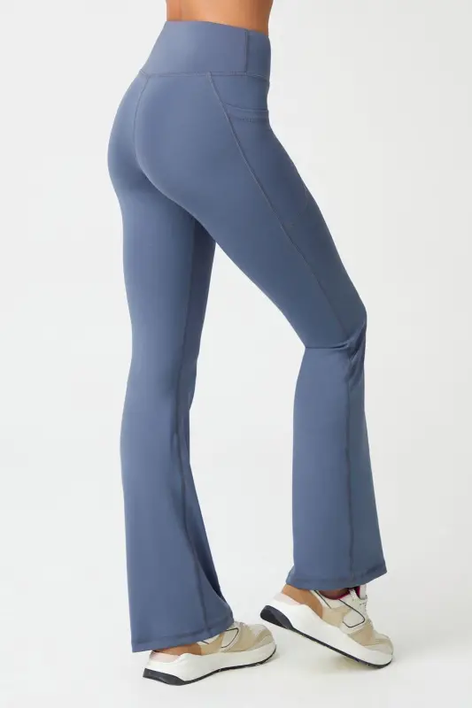 Kadın Antrasit Yüksek Bel Toparlayıcı Çift Cepli Ispanyol Paça Tayt Bootcut - Antrasit - 3