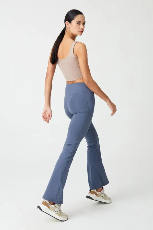 Kadın Antrasit Yüksek Bel Toparlayıcı Çift Cepli Ispanyol Paça Tayt Bootcut - Antrasit - 6
