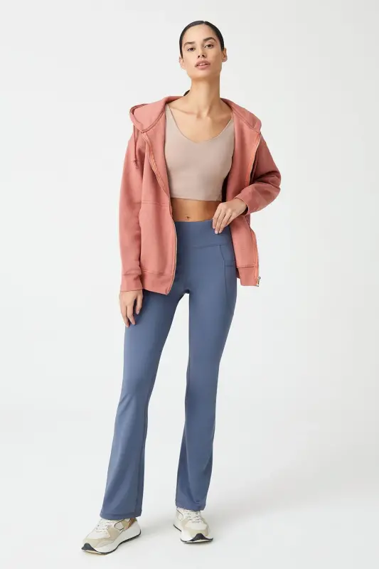 Kadın Antrasit Yüksek Bel Toparlayıcı Çift Cepli Ispanyol Paça Tayt Bootcut - Antrasit - 7