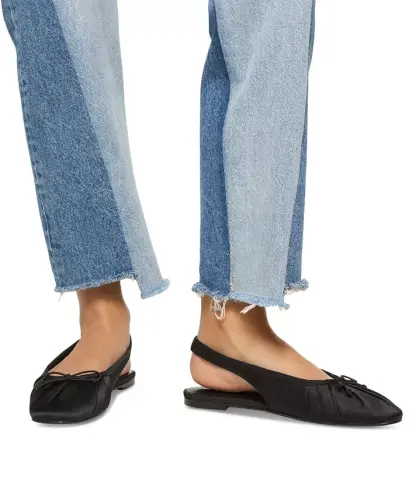 Women's Arlet Slingback Flats - Black Satin - 6