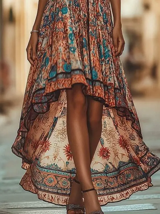 Kadın Askılı Derin Göğüs Detaylı Asimetrik Detaylı Süprem Elbise - 3