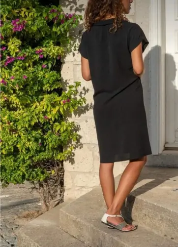 Kadın Askılı Kruvaze Yakalı Uzun Desenli Kemersiz Süprem Elbise - BÜYÜKBEDENIZ (1)