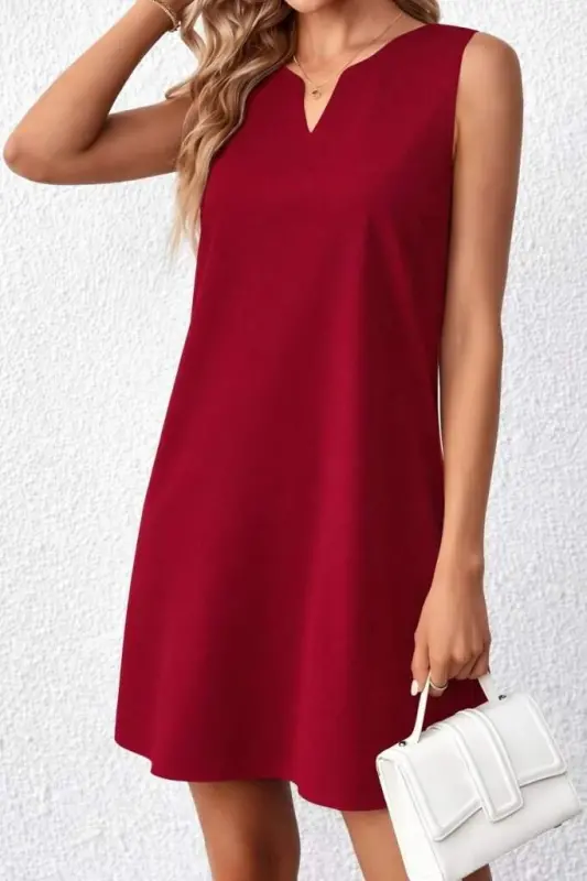 Kadın Askılı V Yakalı Mini Ithal Krep Elbise - 2