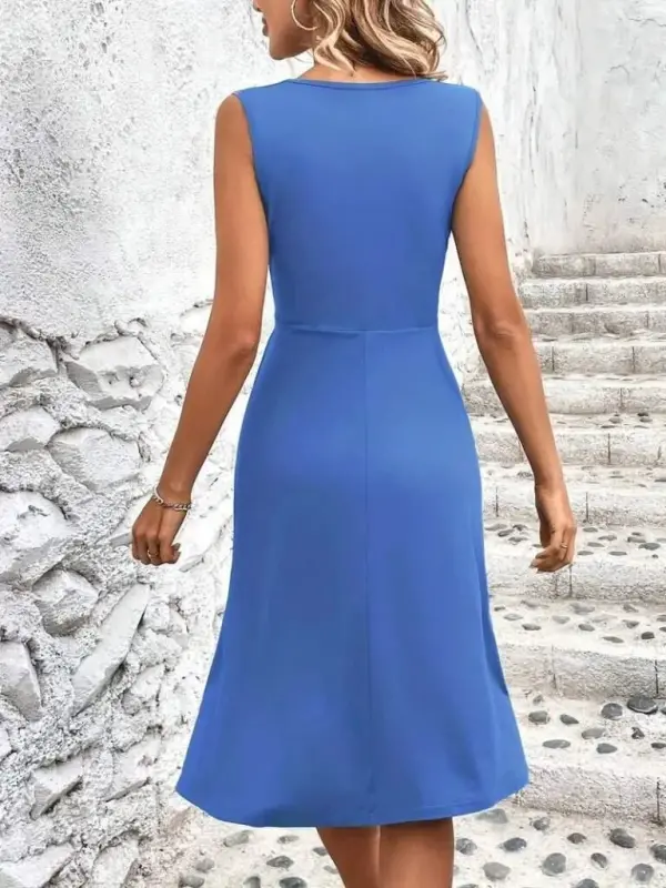 Kadın Askılı V Yakalı önde çapraz Detaylı Janjan Krep Elbise - 3