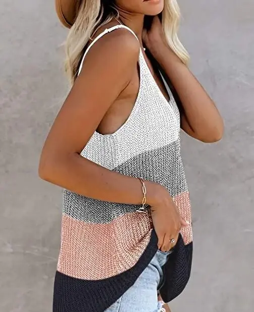 Kadın Askılı Yuvarlak Yaka Salaş Triko Bluz - 3