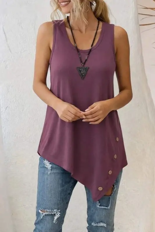 Kadın Askılı Yuvarlak Yakalı Asimetrik Kesim Detaylı Viskon Bluz - 2