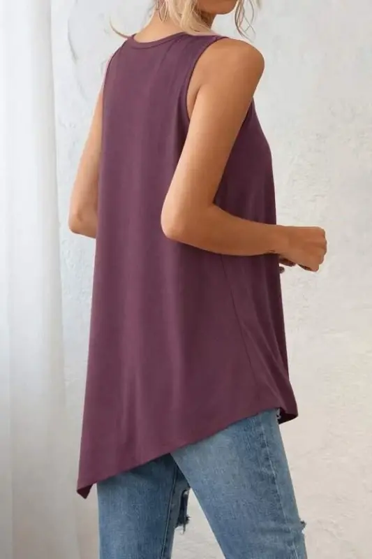 Kadın Askılı Yuvarlak Yakalı Asimetrik Kesim Detaylı Viskon Bluz - 4