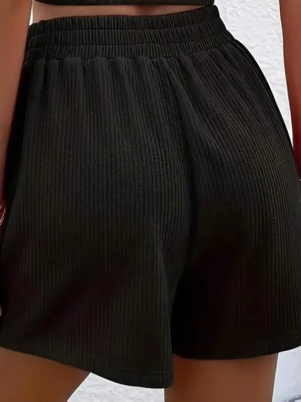 Kadın Askılı Yuvarlak Yakalı Burgu Krop Ve Bluz Short Ikili Takım - 4