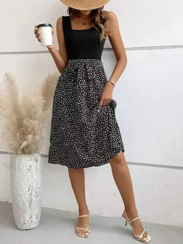 Kadın Askılı Yuvarlak Yakalı üst Viskon Alt Süprem Kısa Elbise - 2