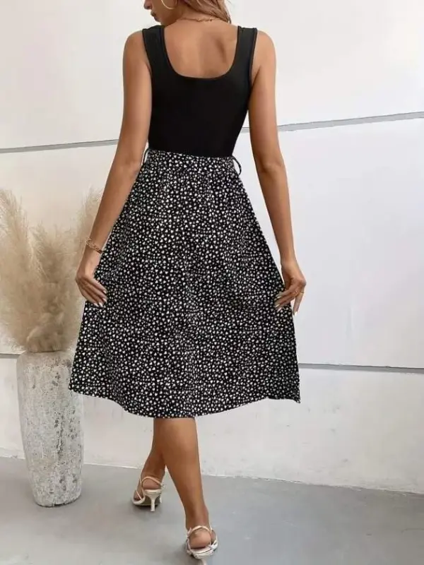 Kadın Askılı Yuvarlak Yakalı üst Viskon Alt Süprem Kısa Elbise - 3