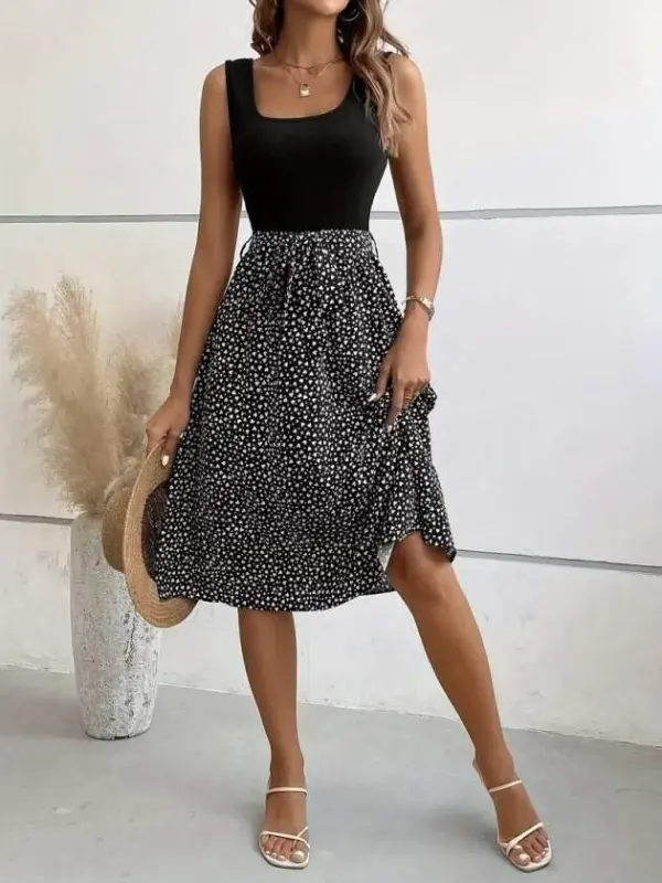 Kadın Askılı Yuvarlak Yakalı üst Viskon Alt Süprem Kısa Elbise - 5