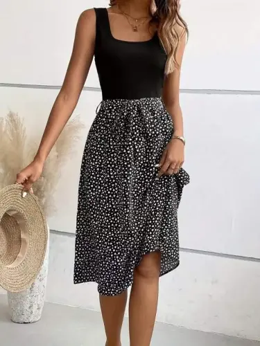 Kadın Askılı Yuvarlak Yakalı üst Viskon Alt Süprem Kısa Elbise - 6