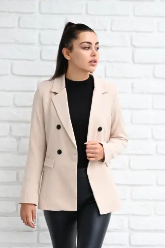 Kadın Astarlı Blazer Ceket 0101-22-Bej - 3