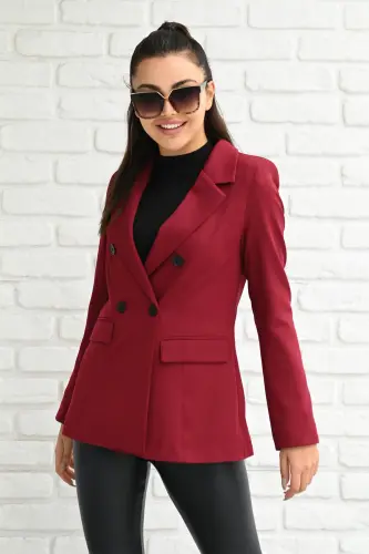 Kadın Astarlı Blazer Ceket 0101-22-Bordo - 4
