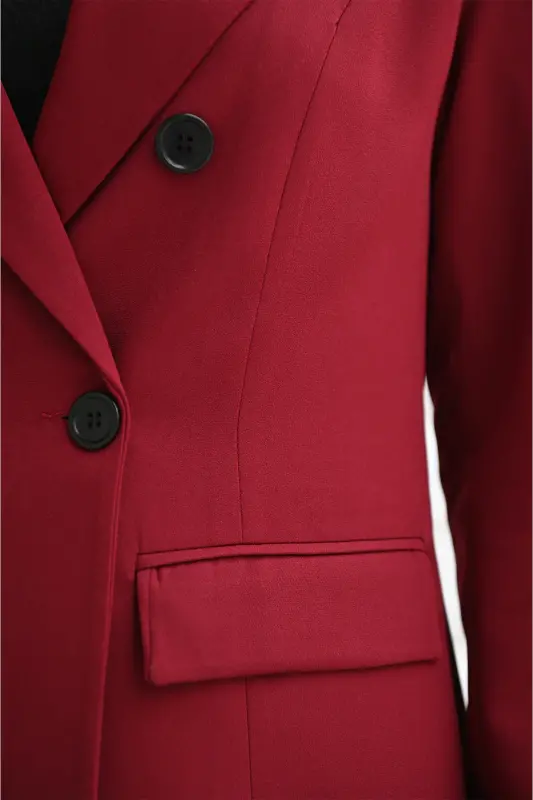 Kadın Astarlı Blazer Ceket 0101-22-Bordo - 2