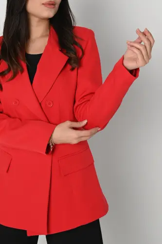 Kadın Astarlı Blazer Ceket 0101-22 - kırmızı - 3