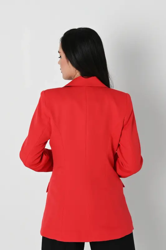 Kadın Astarlı Blazer Ceket 0101-22 - kırmızı - 5