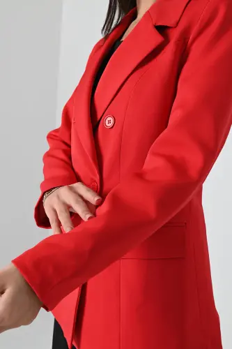 Kadın Astarlı Blazer Ceket 0101-22 - kırmızı - 6