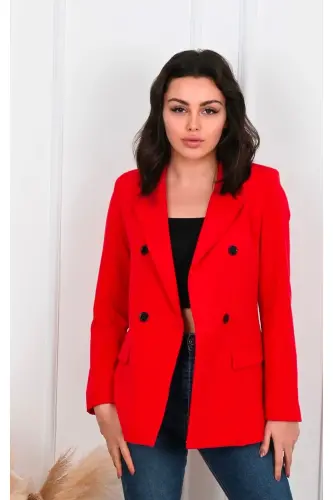 Kadın Astarlı Blazer Ceket 0101-22 - kırmızı - 7
