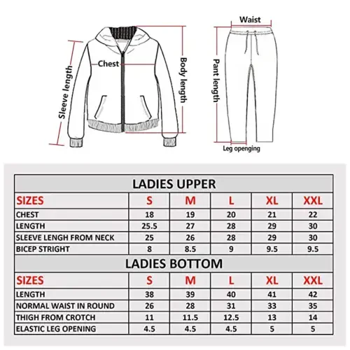 Women Athletic Full Zip Fleece Jogging Tracksuit Activewear Hooded Sweatsuit Top Black L- - 1