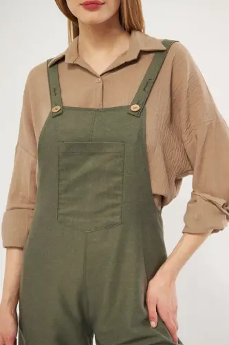 Kadın Bahçıvan Tulum ARM-20K001117-Koyu Haki - ARMONIKA (1)