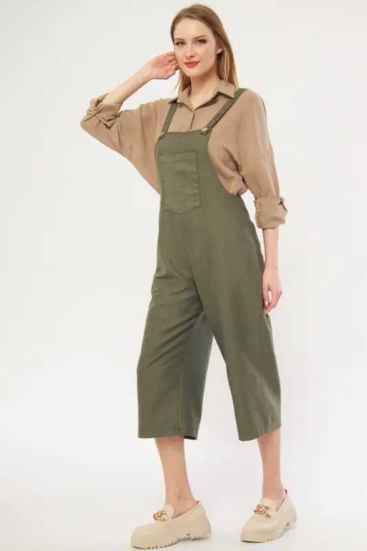 Kadın Bahçıvan Tulum ARM-20K001117-Koyu Haki - ARMONIKA