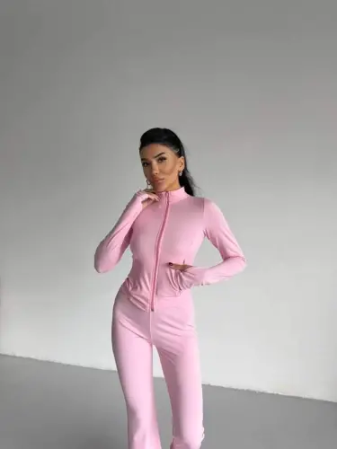 Kadın Balıkçı Yaka Cep Detaylı Ceket Ve Ispanyol Paça Spor Ikili Takım - 4