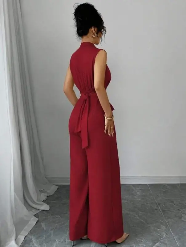 Kadın Balıkçı Yaka Kolsuz Incili Beli Kuşaklı Uzun Janjan Tulum - 3