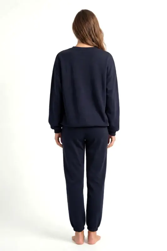 Kadın Basic Sweatshirt Eşofman Takımı – Siyah - 3