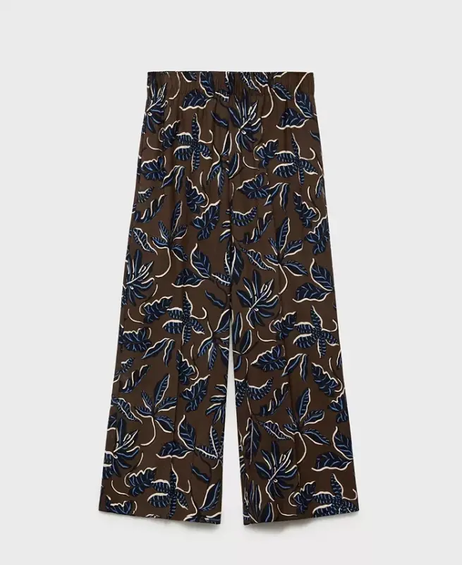 Women's Printed Culotte Pants - Brown - 2
