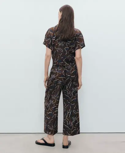 Women's Printed Culotte Pants - Brown - 10