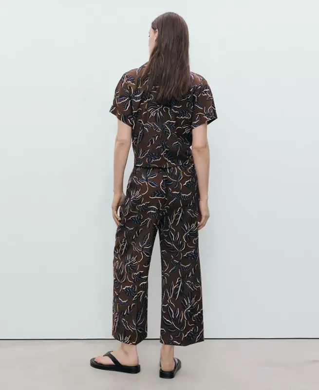 Women's Printed Culotte Pants - Brown - 10