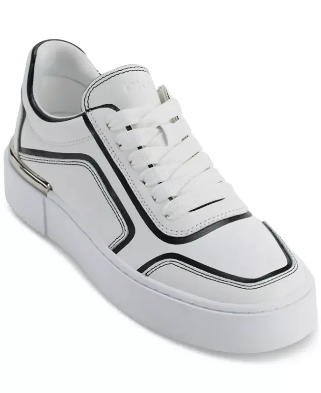 Women's Baylor Lace-Up Sneakers - White/ Black - DKNY
