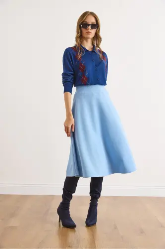 Kadın Bebe Mavi Beli Bantlı Selanik Çan Etek ETK-19000297-Bebe Mavi - 5