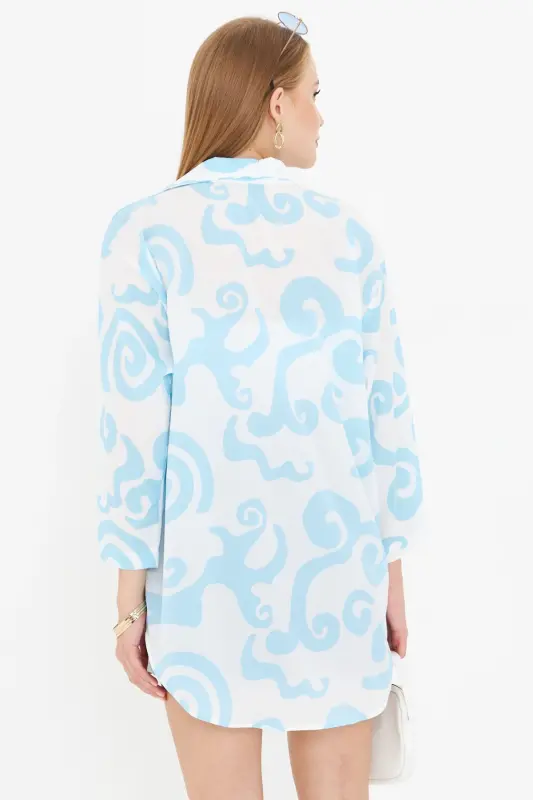 Kadın Bebemavi-Beyaz Gömlek Yakalı Önden Bağcıklı Kimono Gömlek ARM-25K001006 - Bebemavi-Beyaz - 5