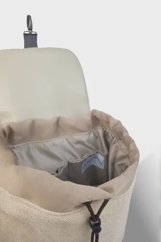 Kadın Bej Kazayağı El Yapımı Sırt Çantası-BejKazayağı - 4