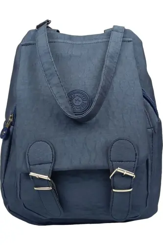 Kadın Bej Kipling Kumaş Kadın Omuz Ve Sırt Çantası-Lacivert - 1