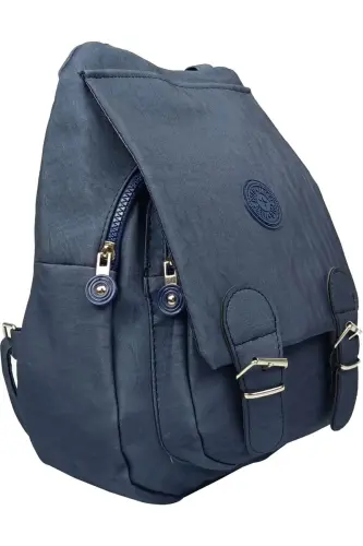 Kadın Bej Kipling Kumaş Kadın Omuz Ve Sırt Çantası-Lacivert - 2