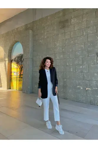 Kadın Belden Bağlamalı Blazer Ceket-siyah - 3